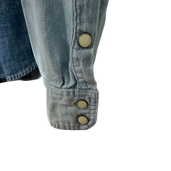 Scotch & Soda AMS BLAUW Sawtooth Snap Button Denim Shirt Small Blue Western READ - Picture 3 of 14